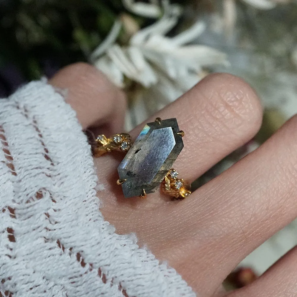 Moody Labradorite Ring in 14K and 18K Gold