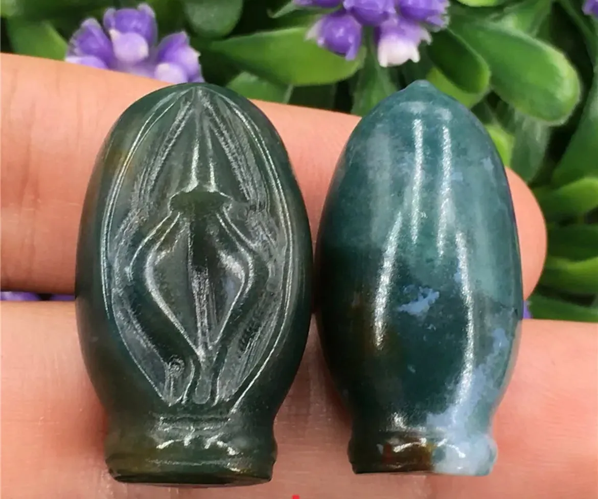 Moss Agate  Vagina Figurine