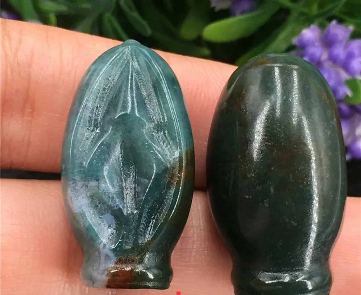 Moss Agate  Vagina Figurine