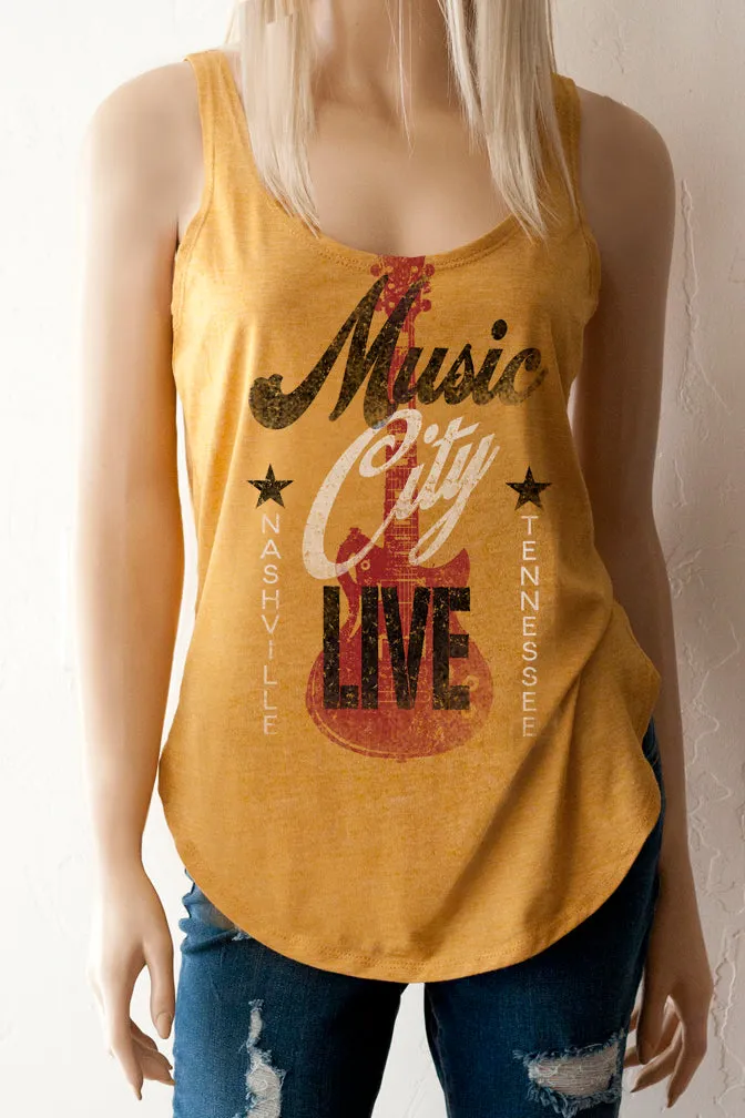 Music City Live Nashville Tennessee Scoop Neck Tank Top