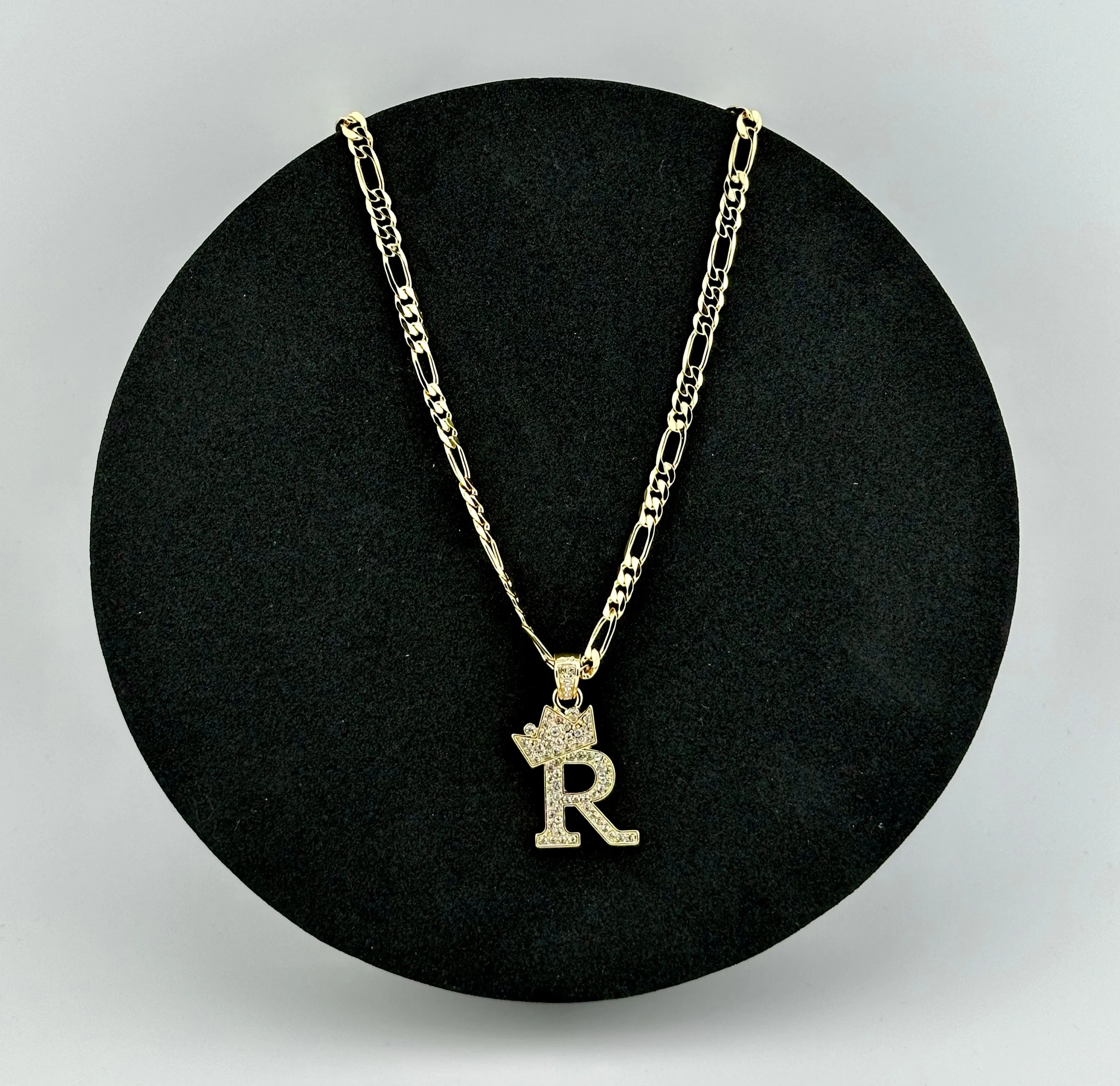 MZ 14K Yellow Gold Plated Cubic Zirconia Initial Necklace