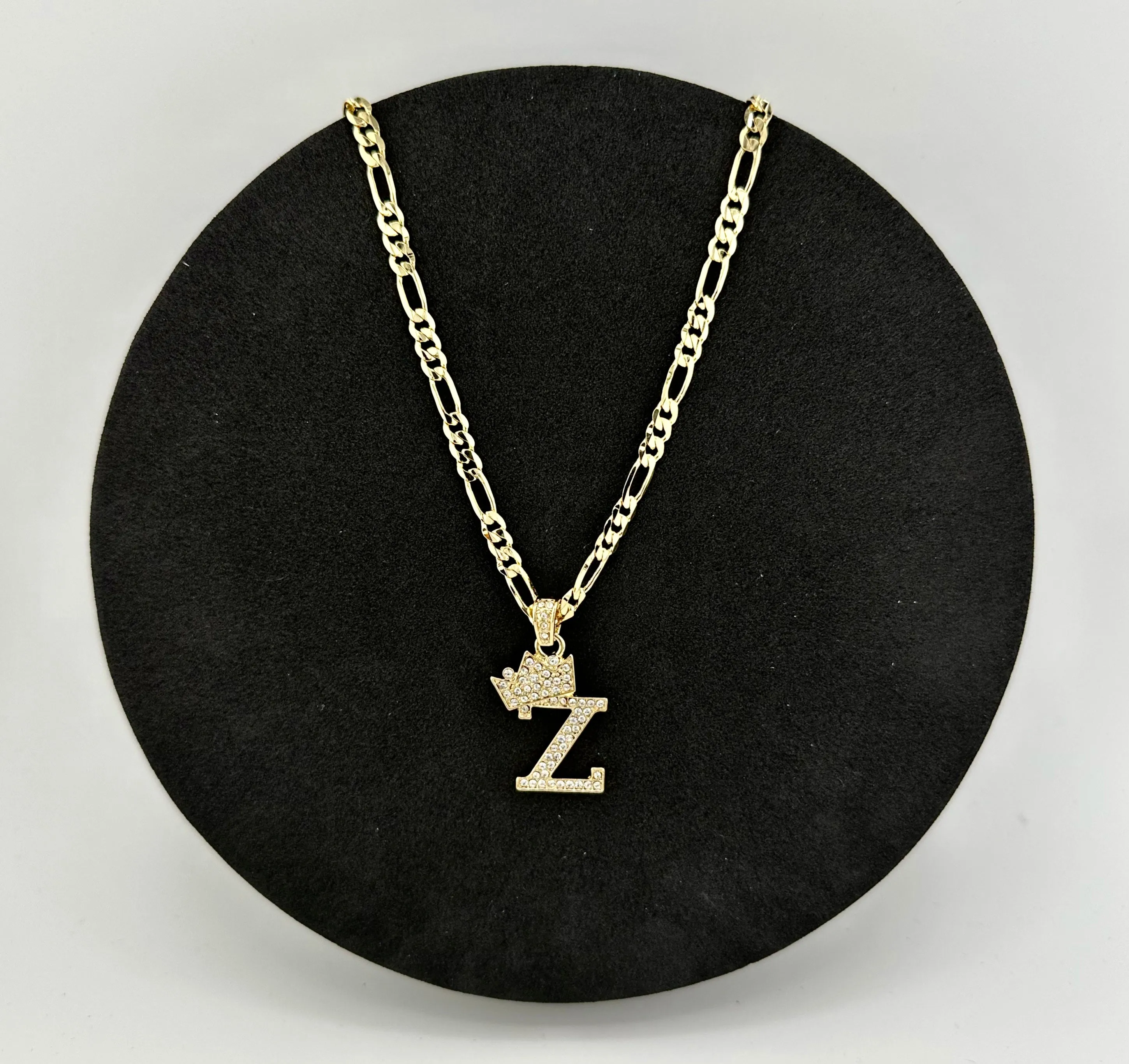 MZ 14K Yellow Gold Plated Cubic Zirconia Initial Necklace