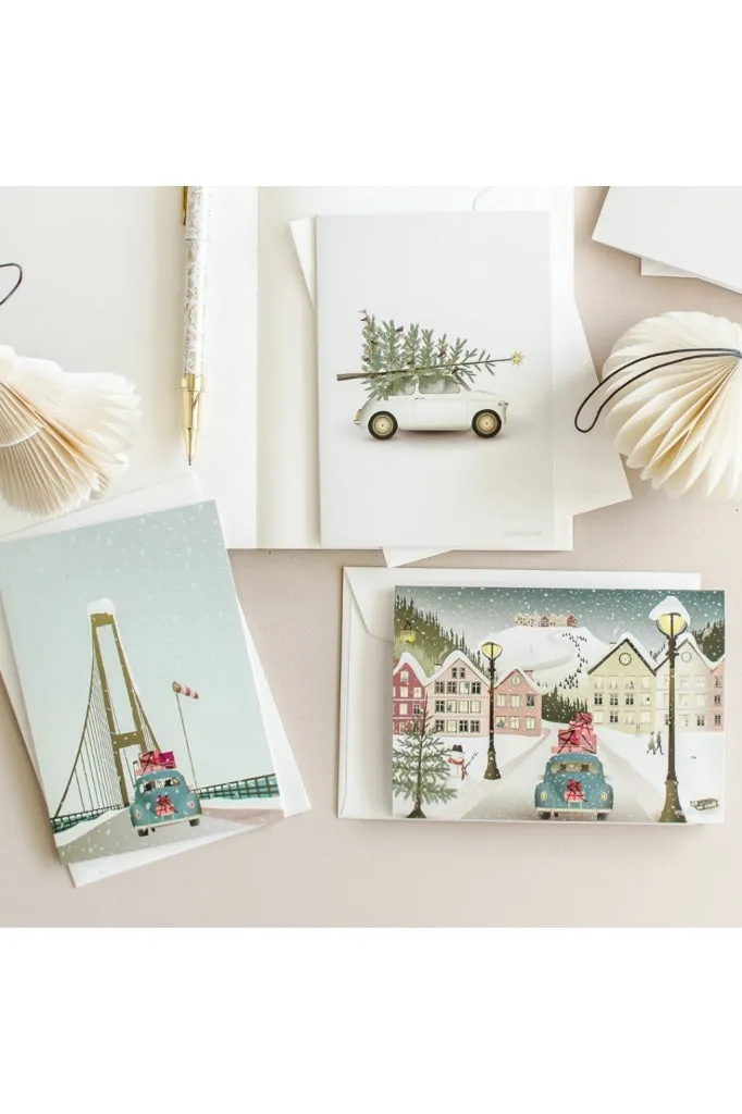 Nordic Rooms - Vissevasse Christmas Card - A6 - Christmas Tree & Little Car