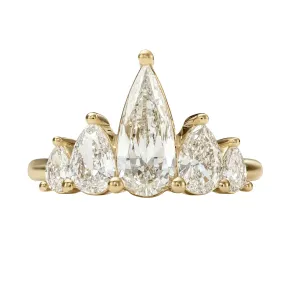 Nouveau Five Pear White Diamond Engagement Ring