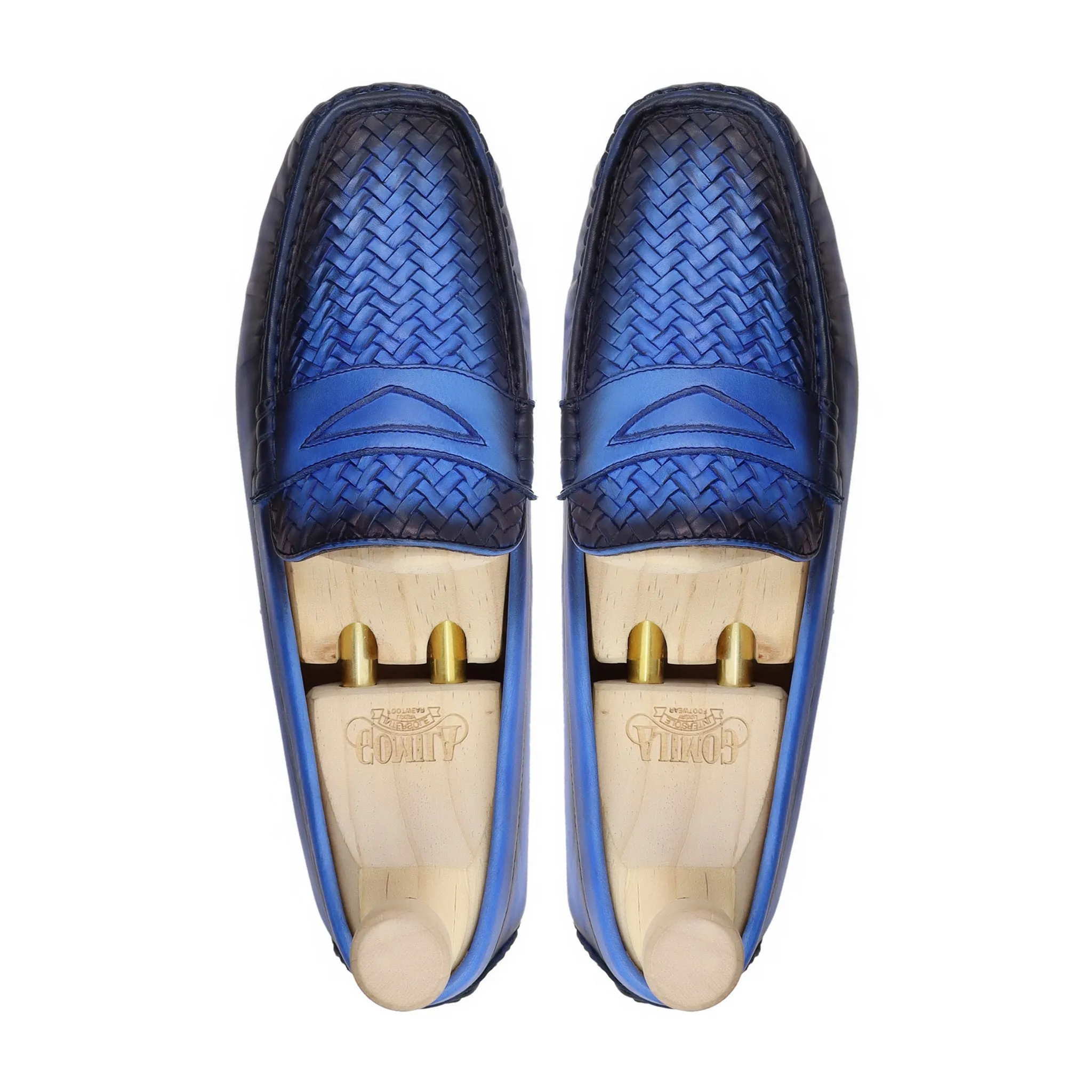 Nuku - Men's Burnish Blue Calf And Hand Woven Driver Shoe