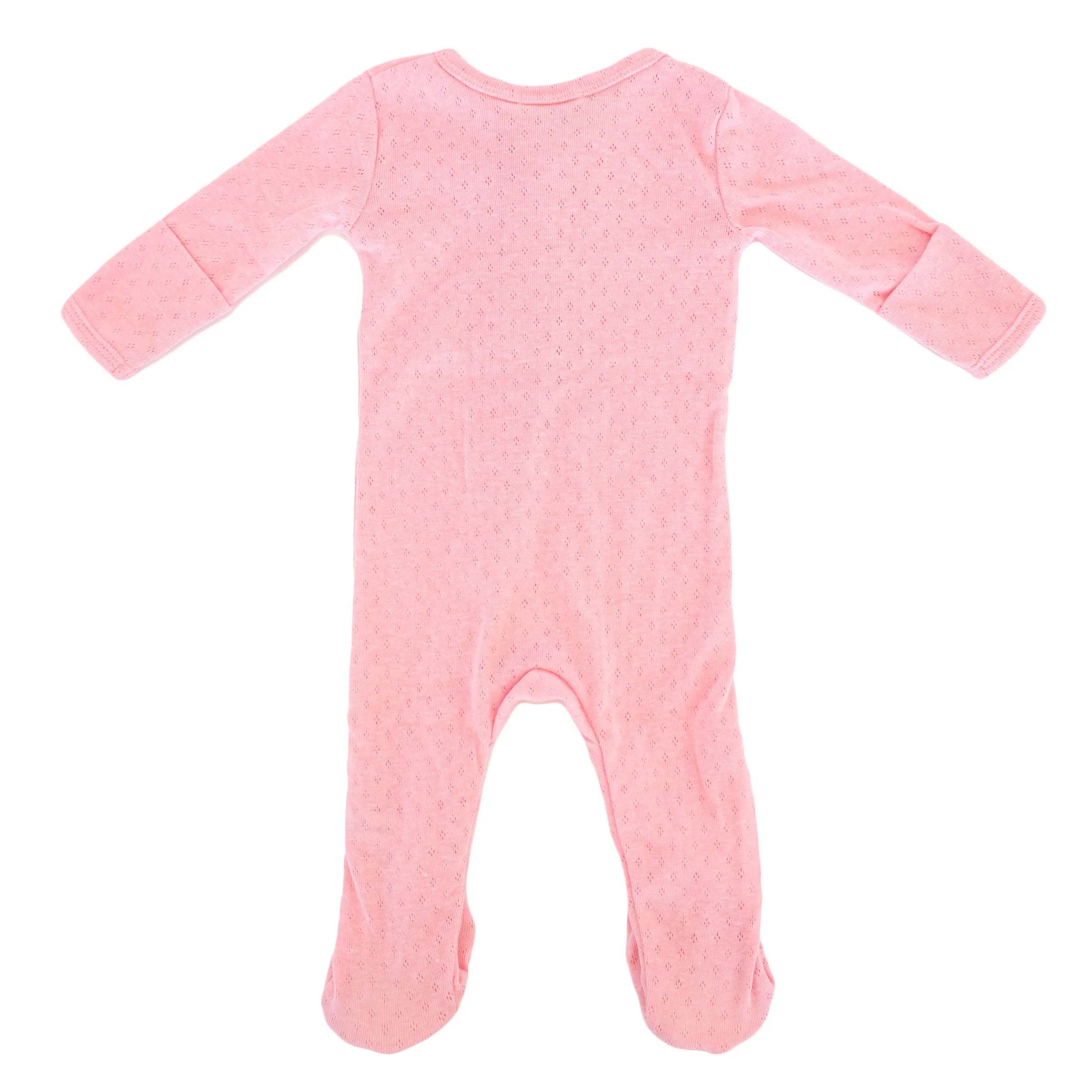 oh baby! Pointelle Zipper Footie - Pink Heather