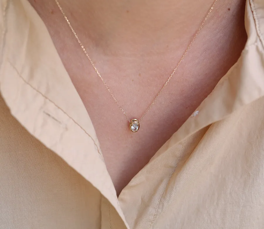 Oval Slider Necklace II | Large Diamond