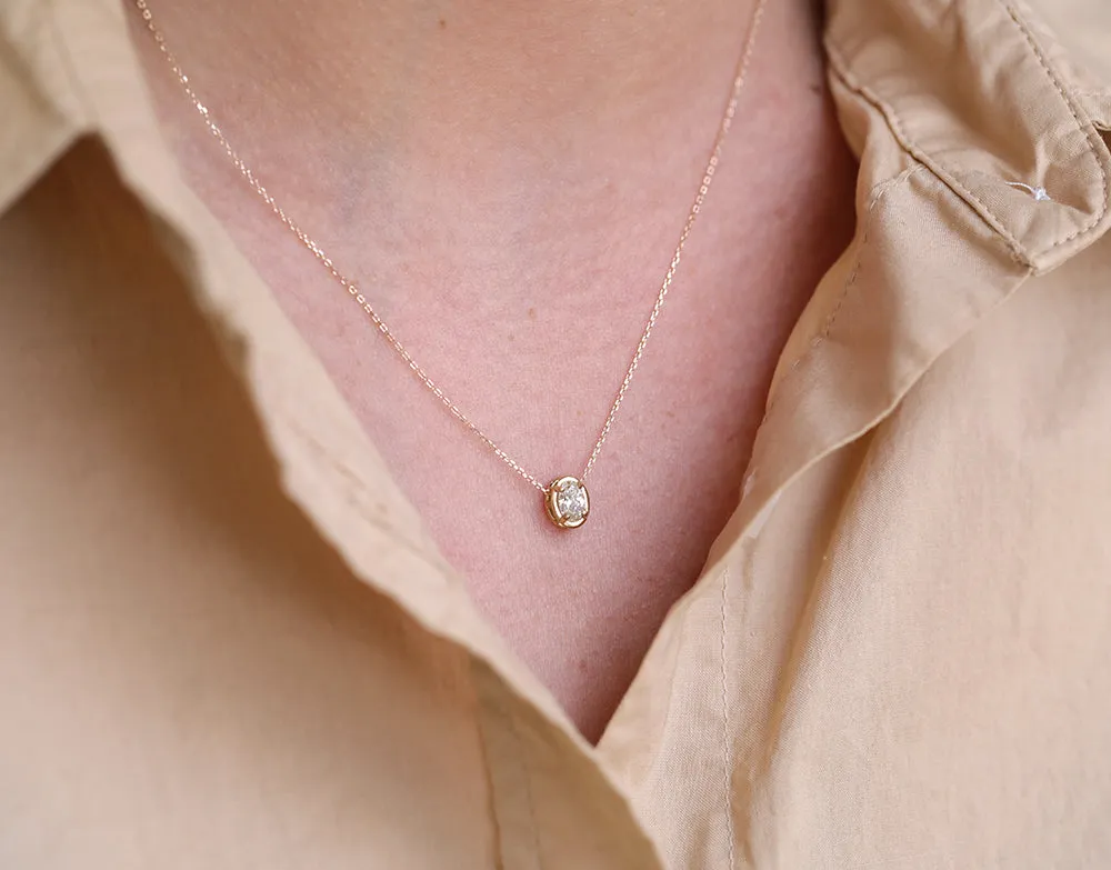 Oval Slider Necklace II | Large Diamond