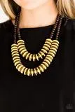 Paparazzi Dominican Disco - Yellow - Wooden Necklace