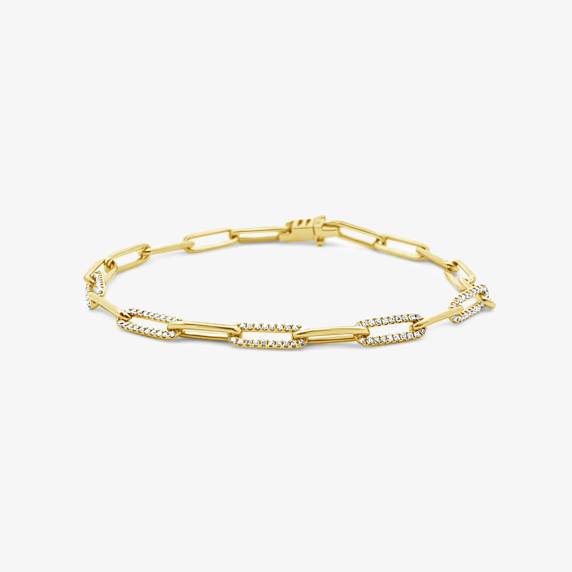 Paper Clip 5 Diamond Links Bracelet