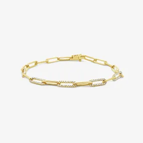 Paper Clip 5 Diamond Links Bracelet