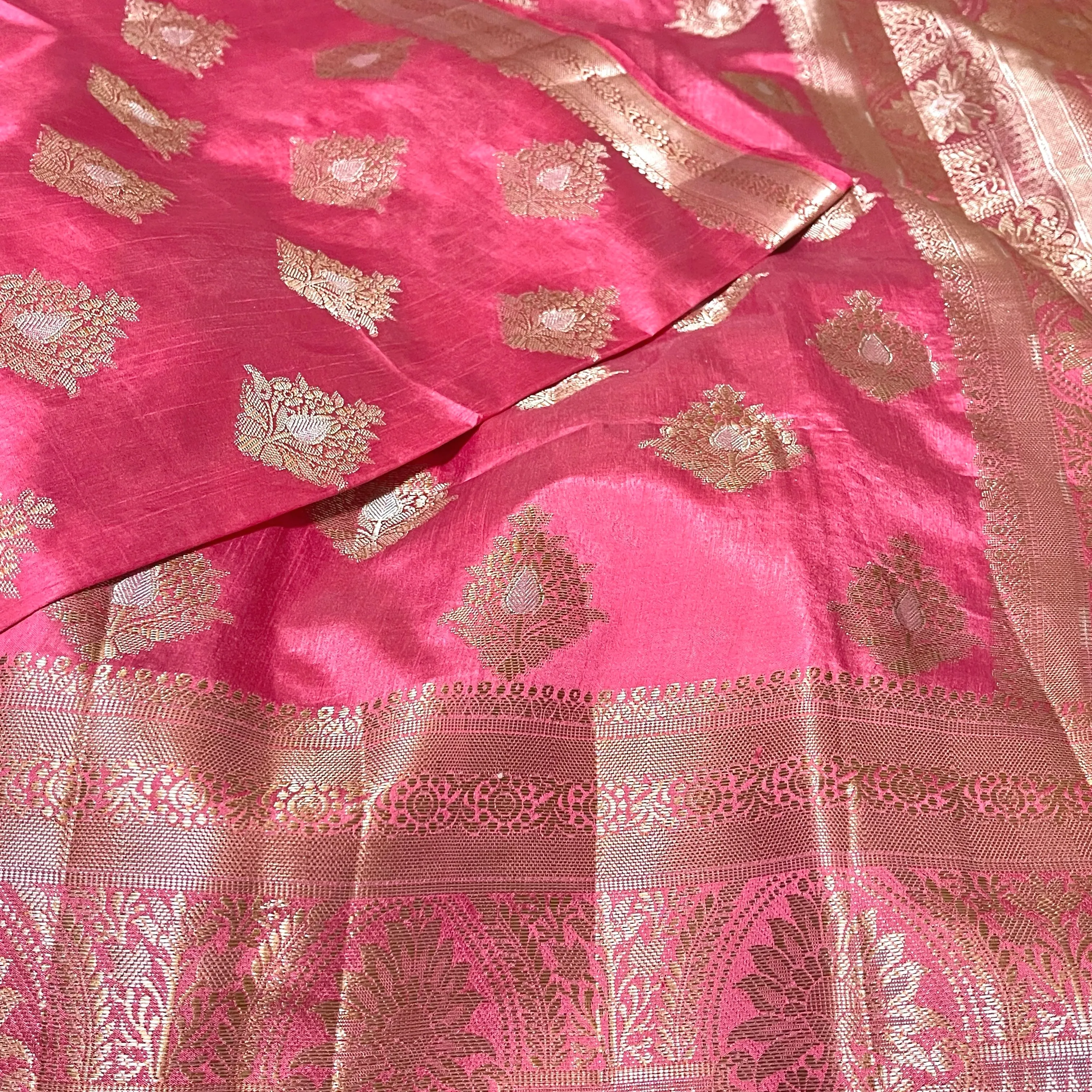 Pastel Pink South Tusser Silk Saree with stitched Blouse