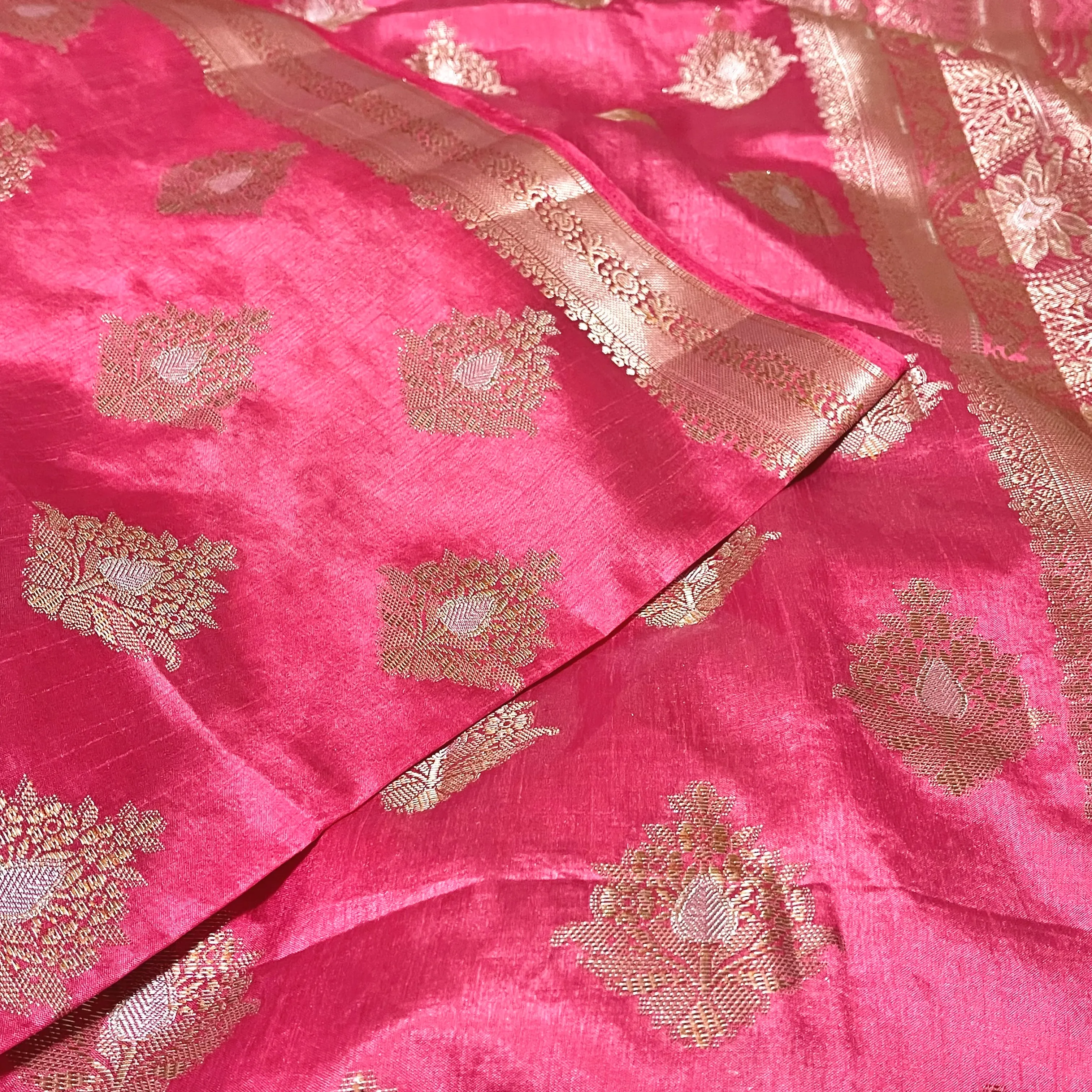 Pastel Pink South Tusser Silk Saree with stitched Blouse