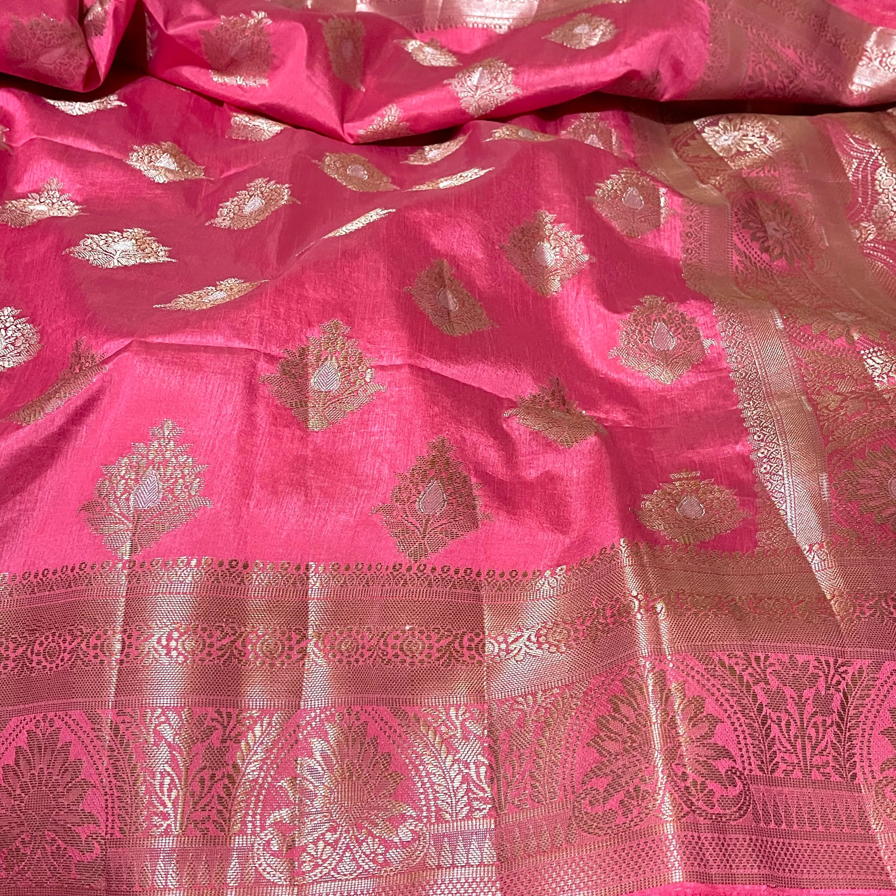 Pastel Pink South Tusser Silk Saree with stitched Blouse