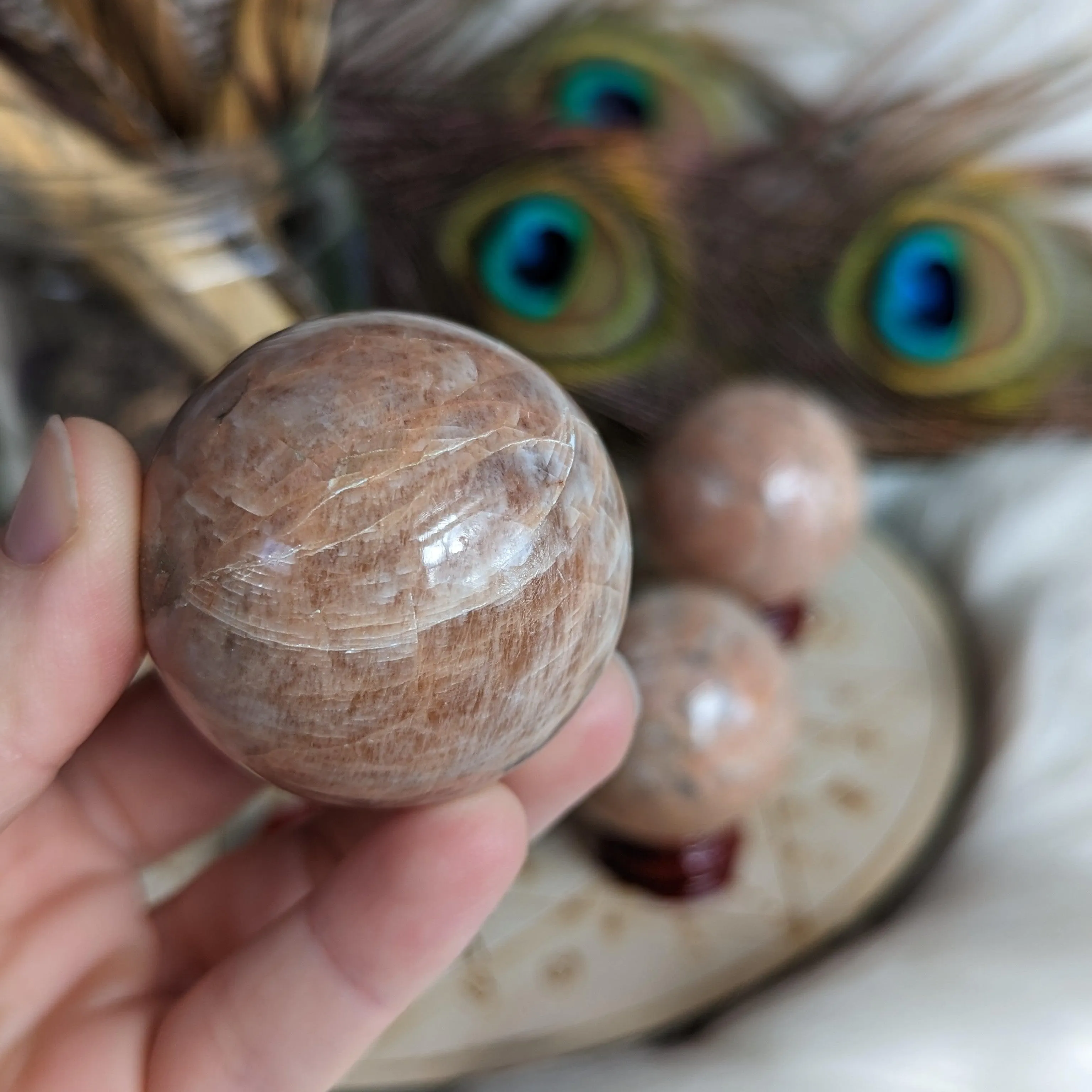 Peach Moonstone Sphere ~ Sacral Chakra Frequency