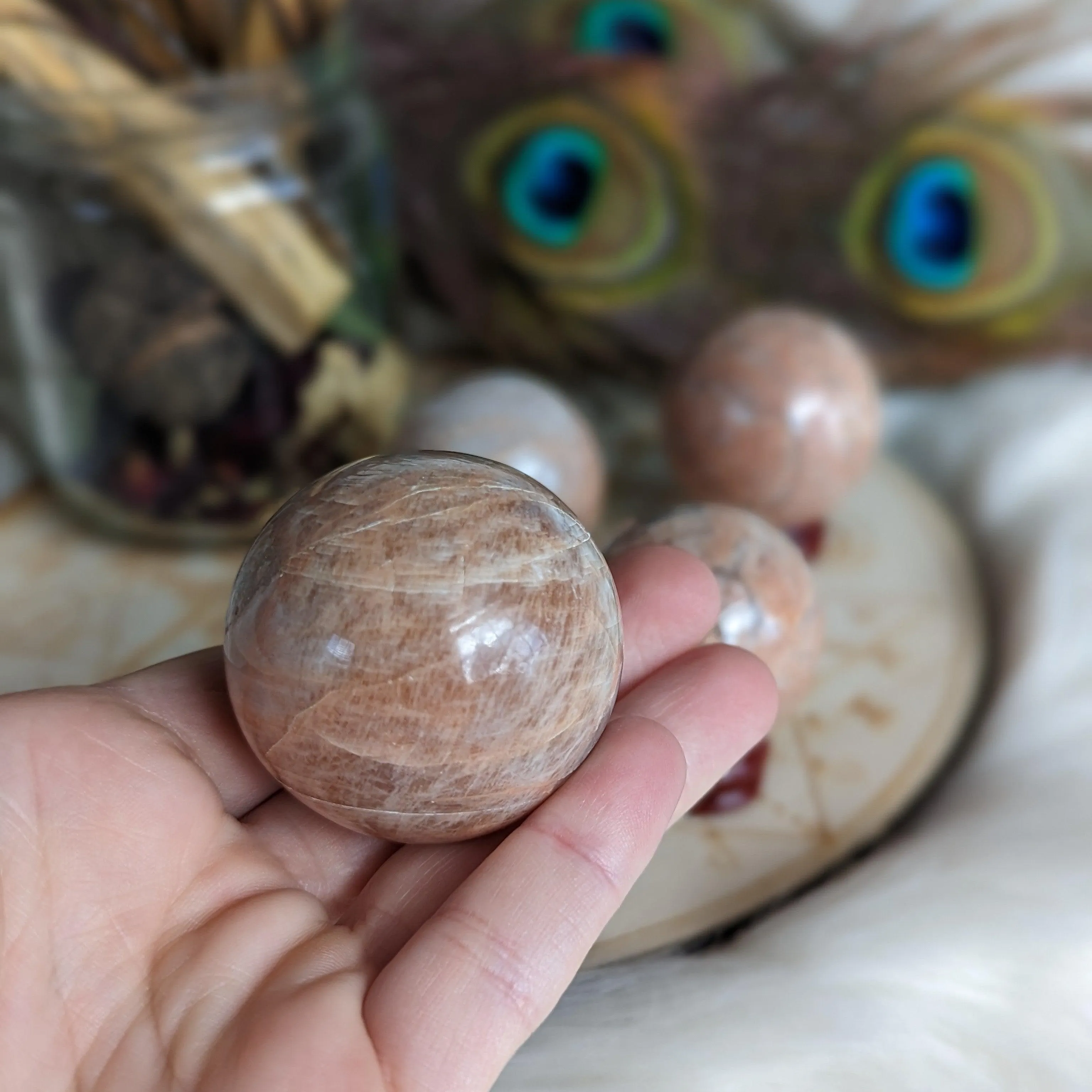 Peach Moonstone Sphere ~ Sacral Chakra Frequency