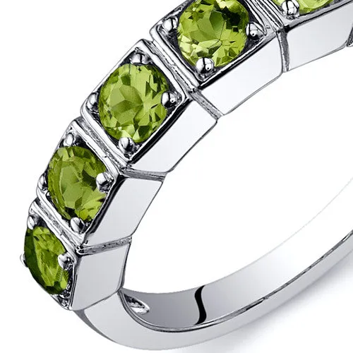 Peridot Round Cut Sterling Silver Ring Size 5