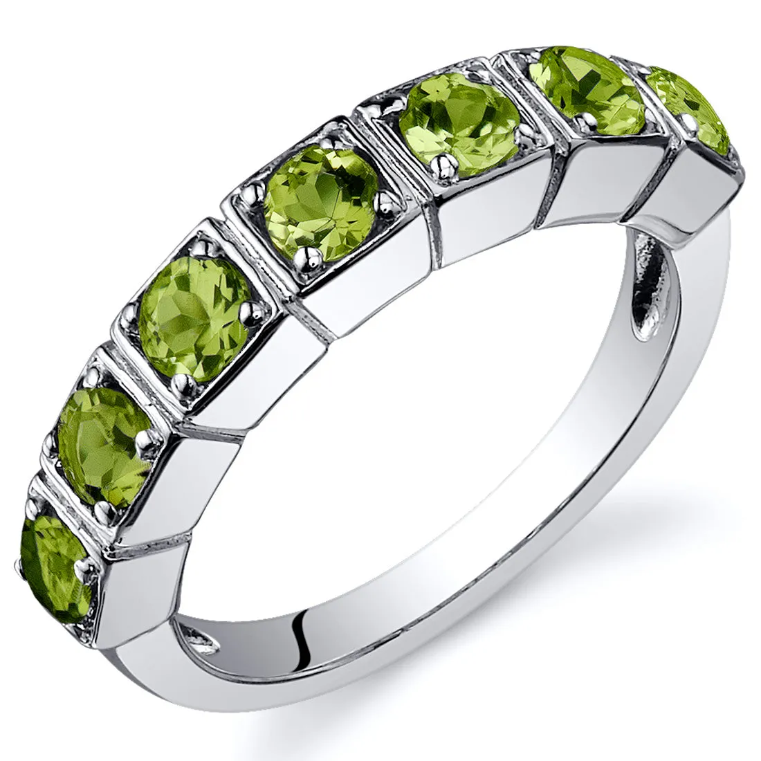 Peridot Round Cut Sterling Silver Ring Size 5