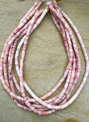 Peruvian Pink Opal 5mm Heishi Beads, 16 inch strand