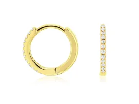 Petite Yellow Gold Diamond Hoop Earrings