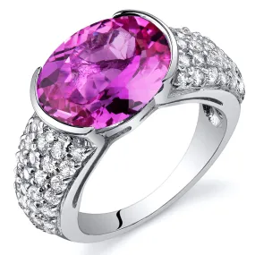 Pink Sapphire Oval Cut Sterling Silver Ring Size 9