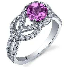 Pink Sapphire Round Cut Sterling Silver Ring Size 6