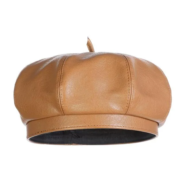 Polyurethane Leather British Painter Octagonal Hat