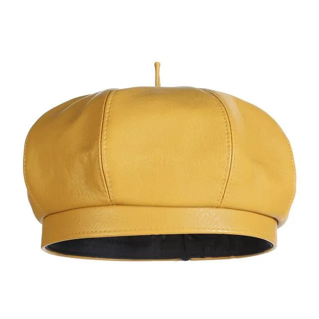 Polyurethane Leather British Painter Octagonal Hat