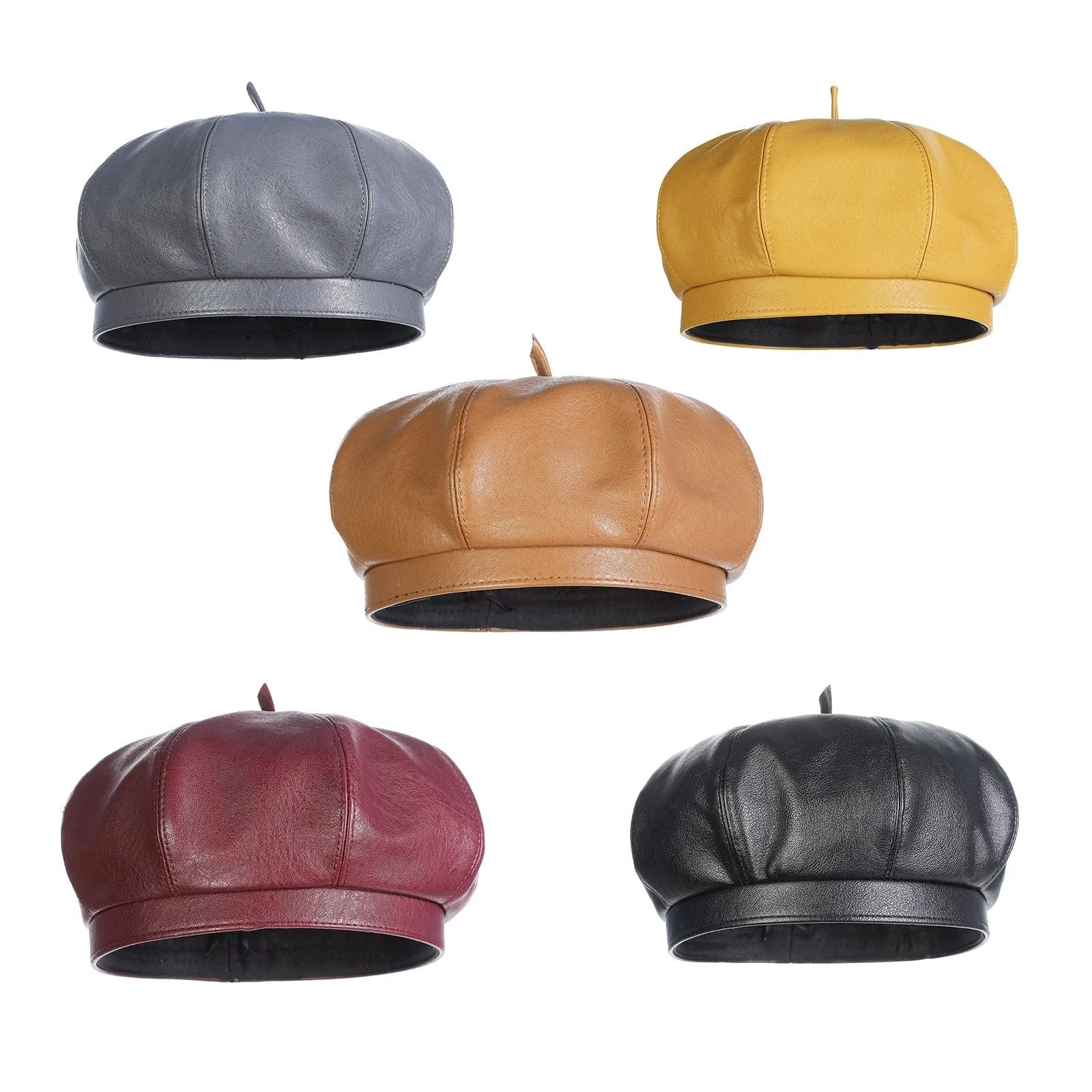 Polyurethane Leather British Painter Octagonal Hat