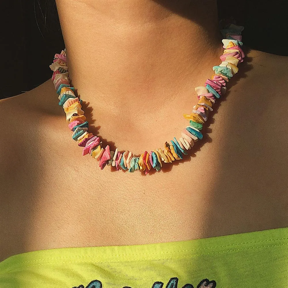 Puka Multicolor Pastel Clam Chip Choker Necklace