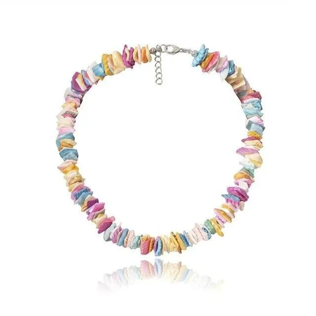 Puka Multicolor Pastel Clam Chip Choker Necklace