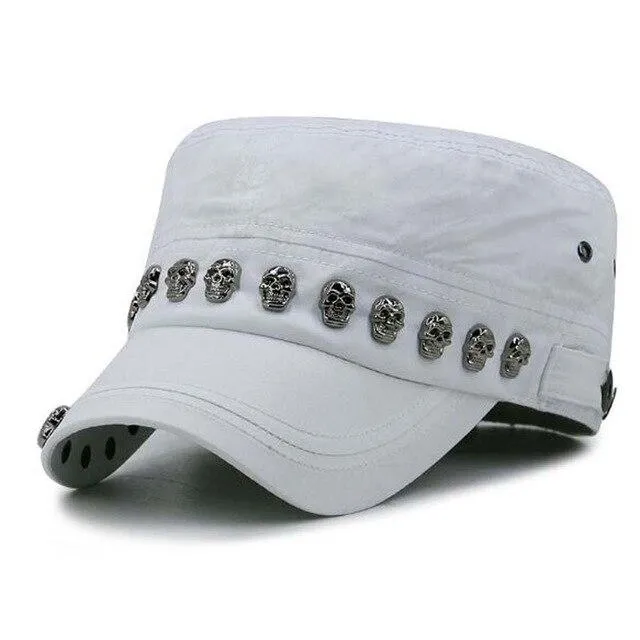 Punk Skull Rivet Cotton Snapback Military Army Cap