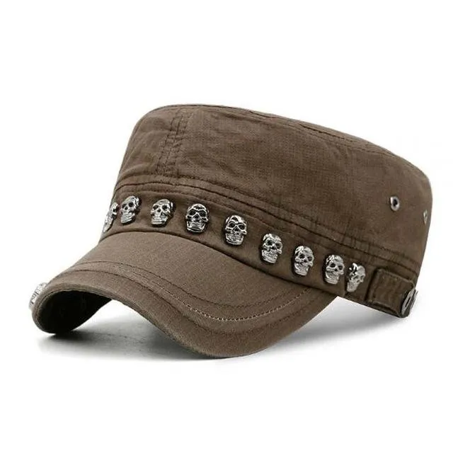 Punk Skull Rivet Cotton Snapback Military Army Cap