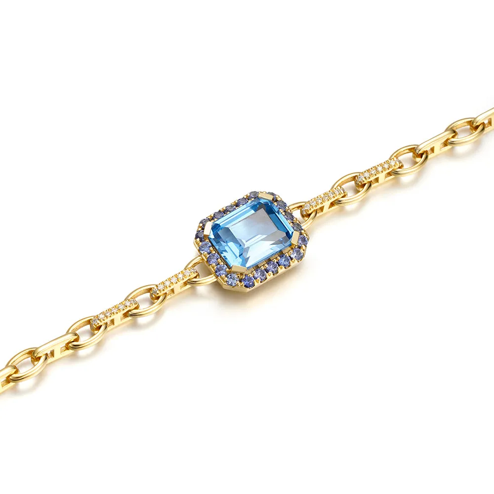 "Aqua Earth Conservation Champion" Aquamarine and Sapphire Bracelet