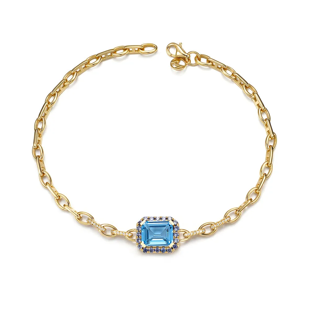 "Aqua Earth Conservation Champion" Aquamarine and Sapphire Bracelet