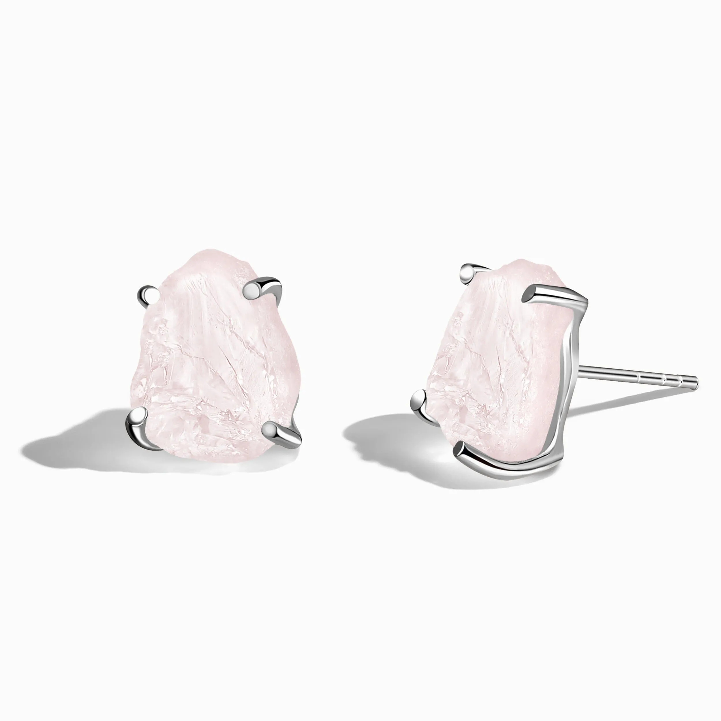 Raw Crystal Studs - Rose Quartz Studs