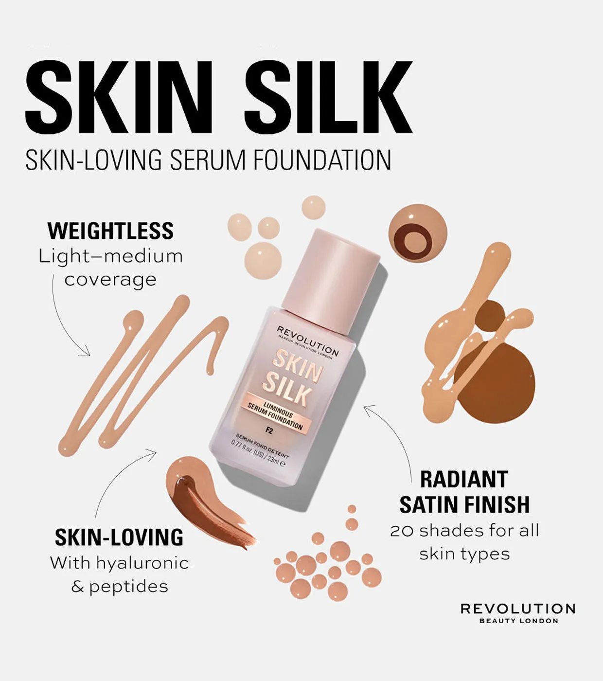 Revolution - Base de maquillaje Skin Silk Serum Foundation - F7