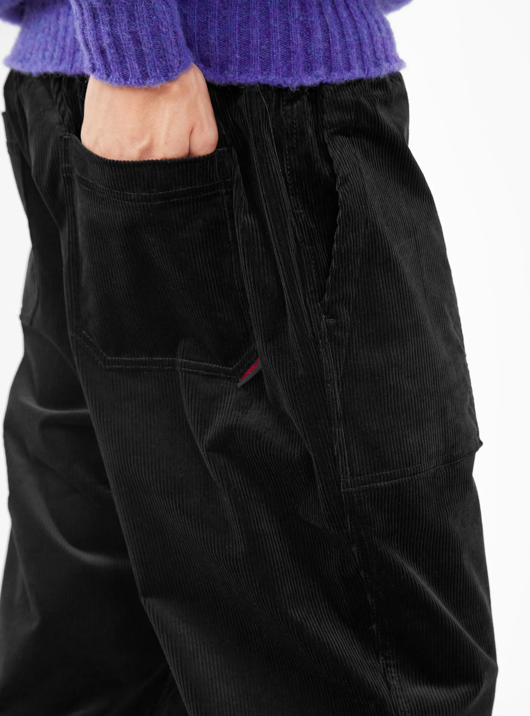 Ridge Loose Tapered Corduroy Trousers Black