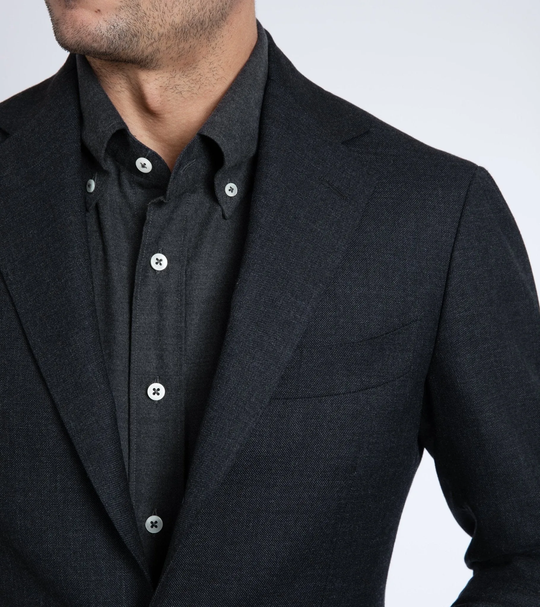 Ring Jacket Calm Twist Wool Suit: Charcoal