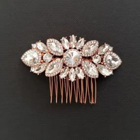 Rose Gold Crystal Wedding Hair Comb-Sophia