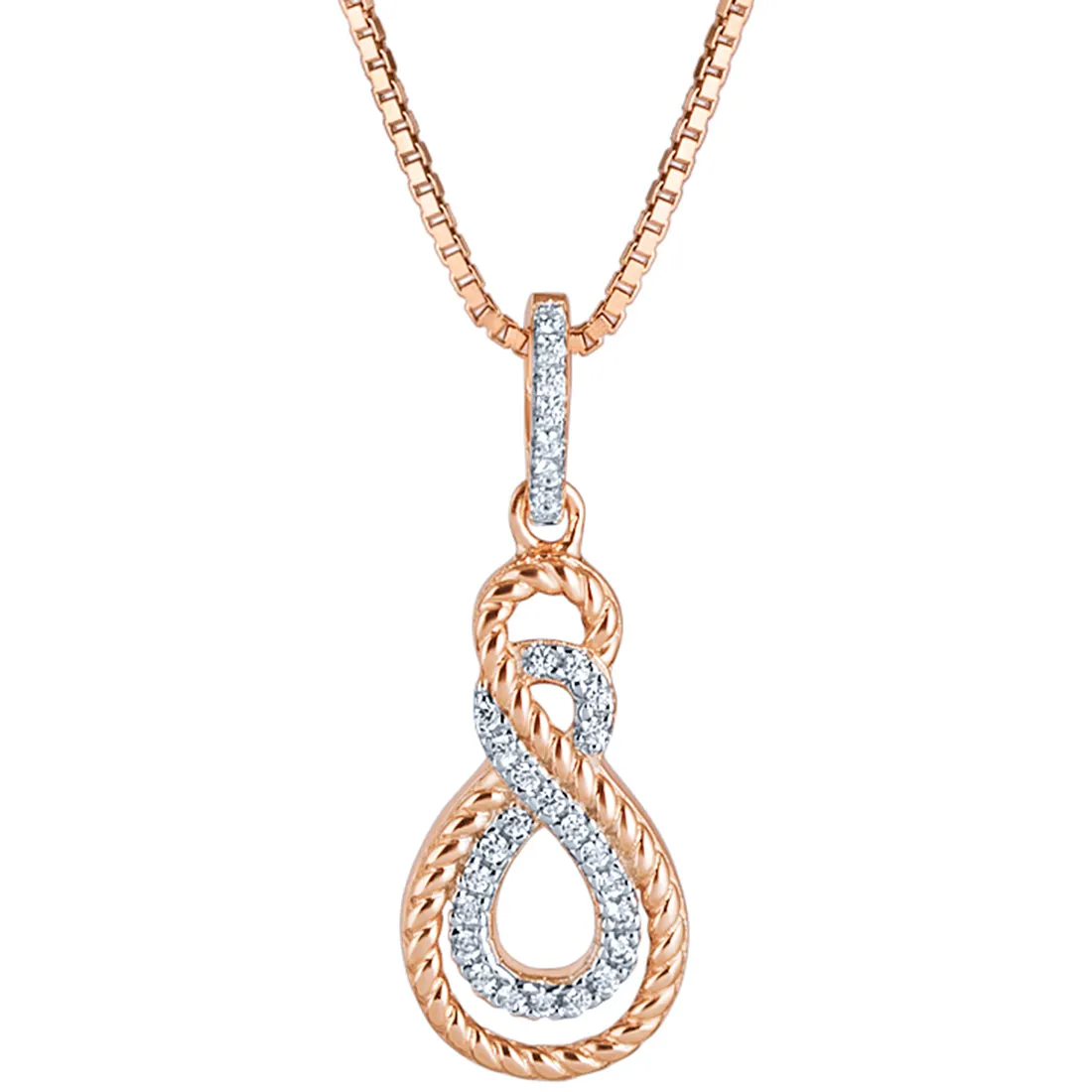 Rose-Tone Sterling Silver Cubic Zirconia Infinity Design Pendant