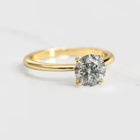 Round Solitaire Salt And Pepper Diamond Ring