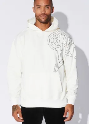 RtA Oversized White Maze Hoodie