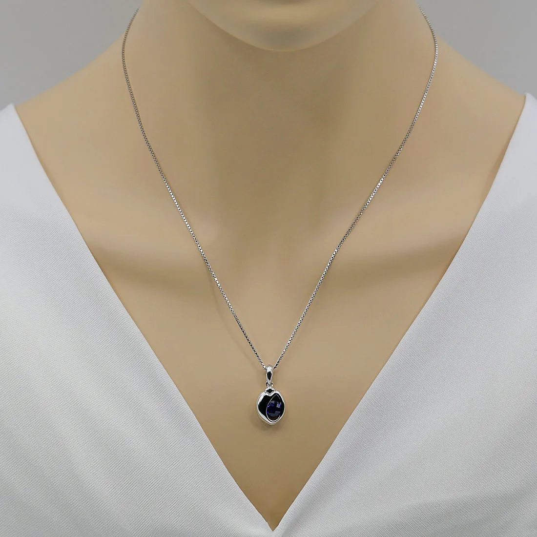 Sapphire Sterling Silver Sphere Pendant