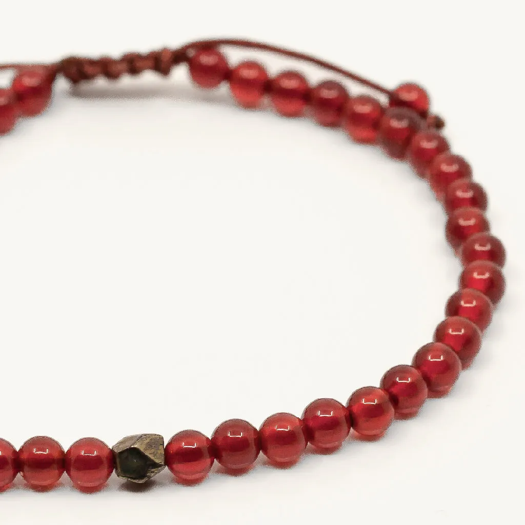 Single Super Skinny Bead with Meteorite Bracelet - Carnelian