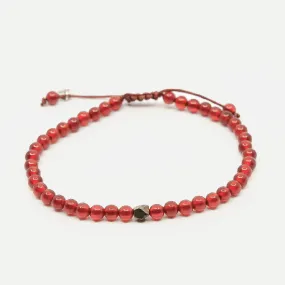 Single Super Skinny Bead with Meteorite Bracelet - Carnelian