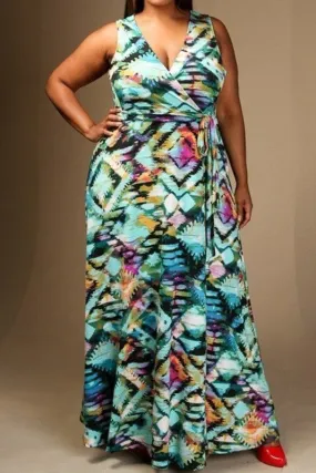 Sleeveless Wrap Maxi Dress