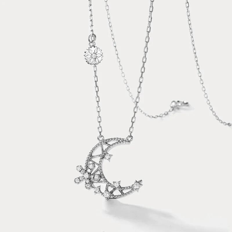 Snowflake Moon Necklace