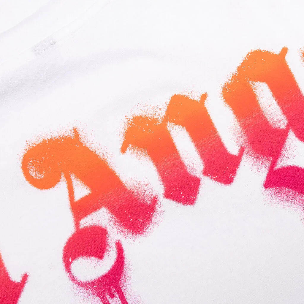 Sprayed Palm Logo Over Tee - White/Fuchsia