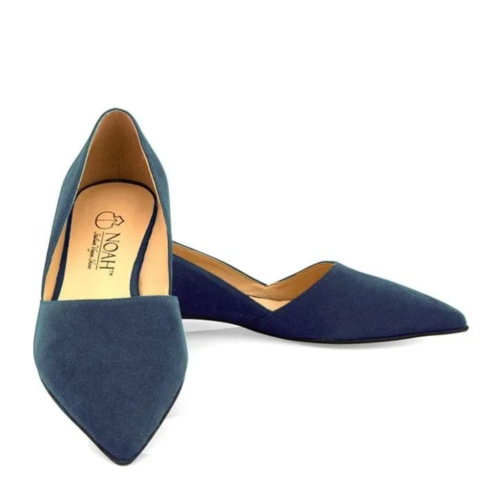 Stefania Vegan Suede Flat | Blue